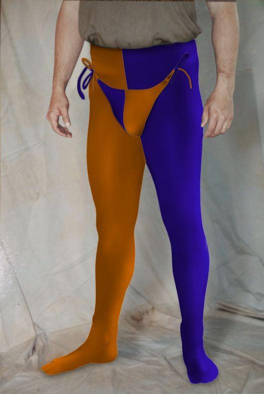 Two Color Tights: Purple/Orange 34-38 x ~30