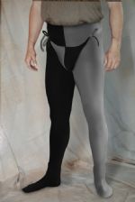 Two Color Tights - Heather Gray/Black<br>39-42x32