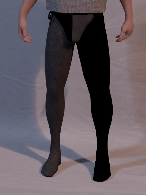 Two Color Tights 39-42 x 32 Black/Heather Gray image 2