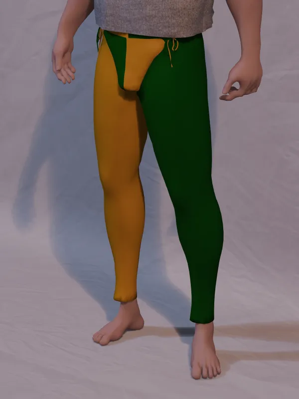 Two Color Tights 28-33 x 32 Hunter Green/Marigold