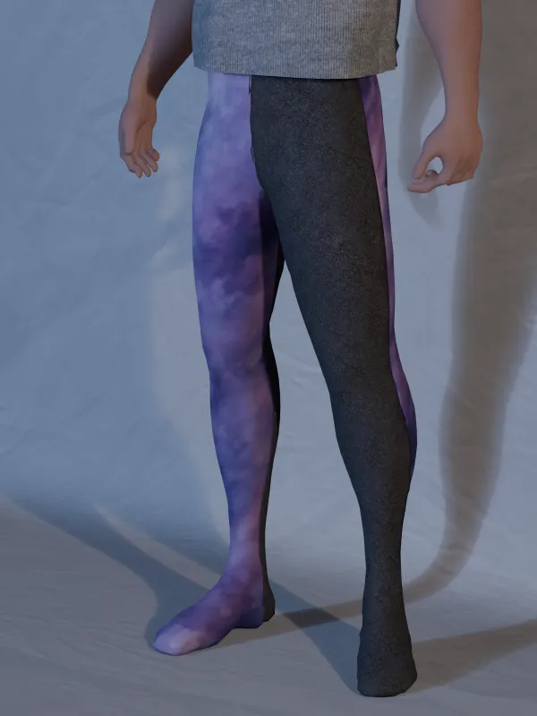 Parti-color Tights 39-42 x 25 Heather Gray / Purple Ice Dye